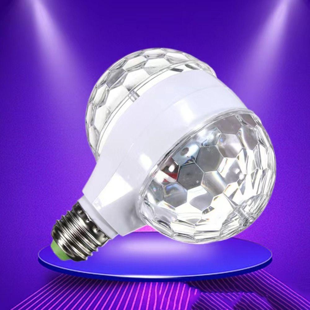 Auto Rotating Crystal Strobe RGB Lamp Dual Head Disco Lights E27 LED Bulb  Halloween