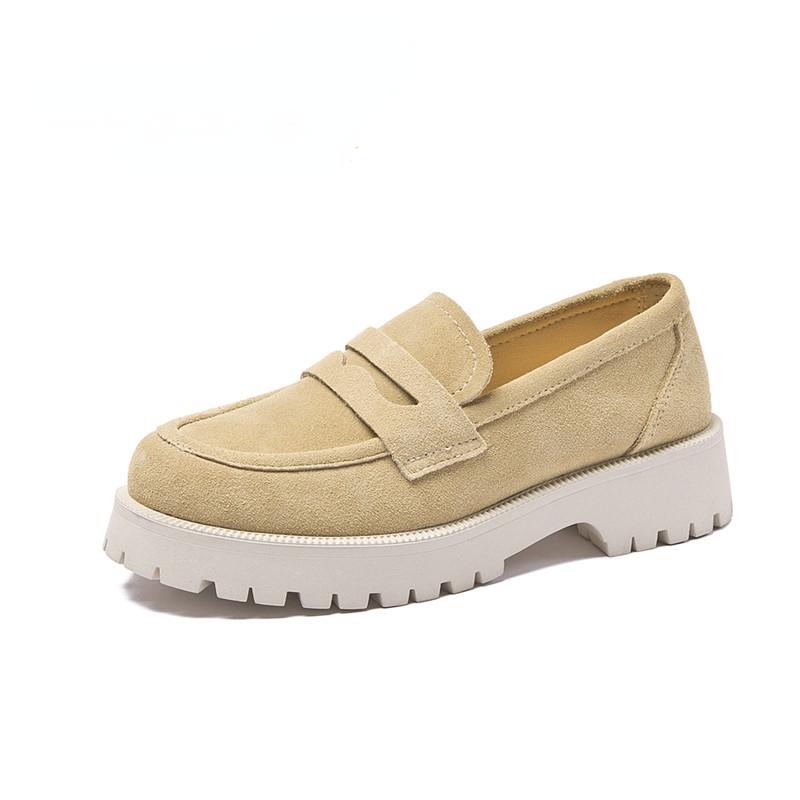BRANGDY Chaussures de Printemps Femme Style Britannique Semelles Épaisses Style Collège Mocassins Décontractés Cuir Véritable Chaussures de Mode Filles VENTE EN GROS MTO
