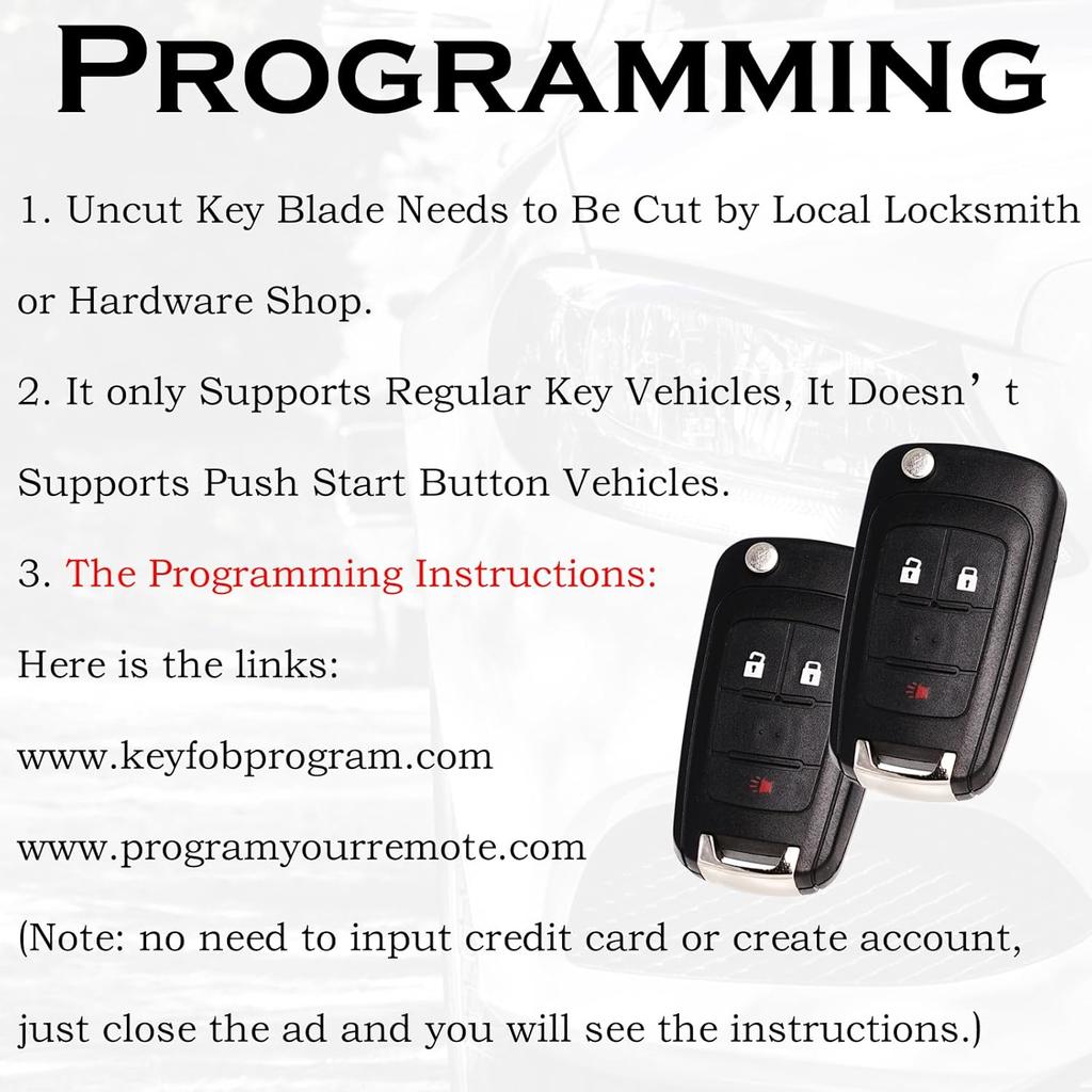 Remote Key Fob Replacement Fits For GMC Terrain 2010- Chevy Equinox 2010- Sonic 2012-2017 Spark 2016-2017 Trax 2015-2018 Buick Encore 2014-2018