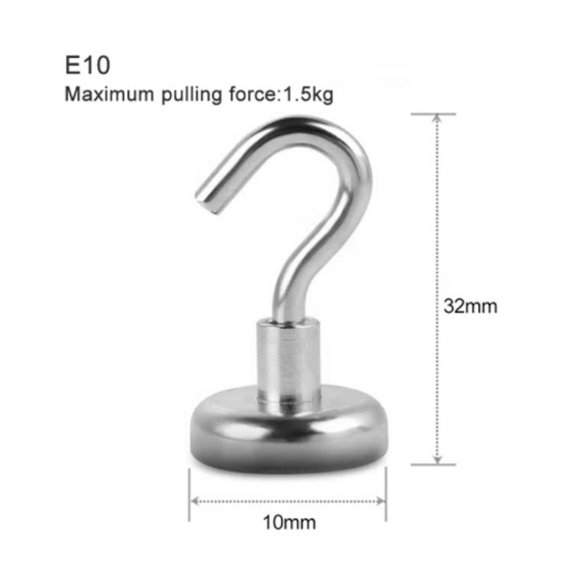 5/10PCS Magnetic Hook Neodymium Magnet E10/16/20 Heavy Duty Wall Hooks Lectroplating Metal for Home Kitchen Organization