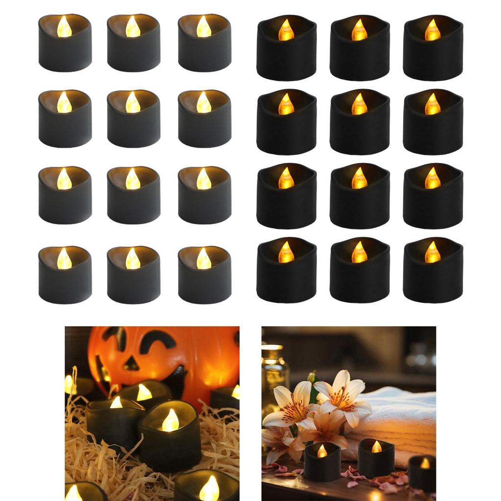 12x Black Flameless Tealight Candles for Fall Home Decoration Halloween
