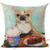 Federa per Cuscino in Lino Stampata Bulldog Francese Divertente Decorazione per la Casa Federa per Cuscino Decorazione Soggiorno Cuscini Decorativi 45X45Cm
