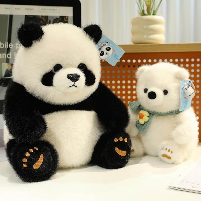 Cute simulation chubby polar bear doll plush toy black and white panda doll children's rag doll birthday gift