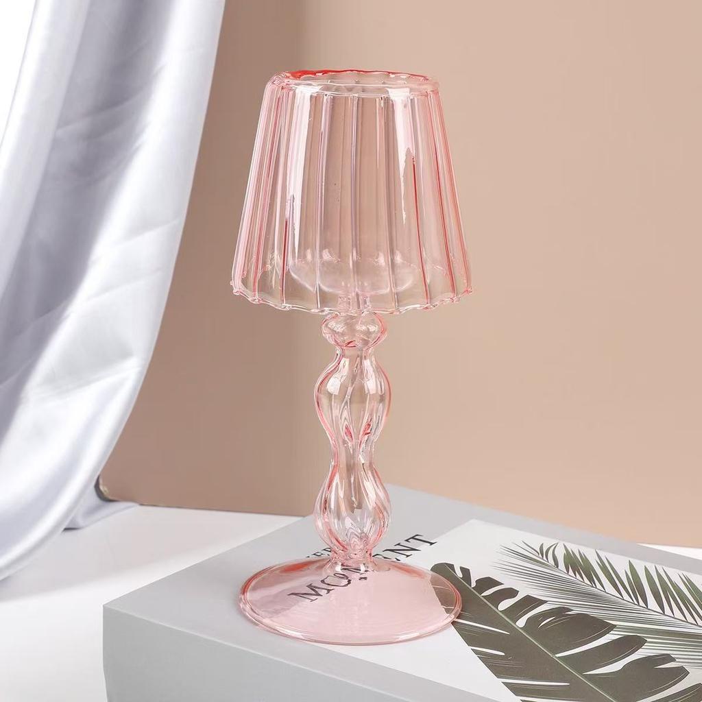 Factory Direct M Desk Lamp Shaped Glass Candle Holder Glass Candleholder Decorative Candle Stand For Table Wedding Party Centerp