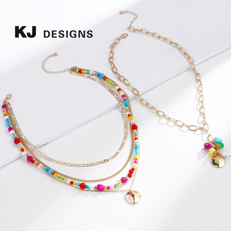 

Kenjie Gold-Plated Polymer Clay Fruit Beaded Women s Multi-Row Summer Necklace