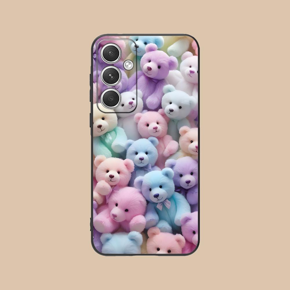 Kawaii Cute Bear Phone Case for Samsung Galaxy S25 S24 S23 S22 S21 S20 Note20 Plus FE Ultra Colour Printing Pretty Luxury