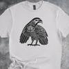 Hawk Shirt Tattoo Style Bird Graphic Bold Black Ink Detailed Wild Art Tshirt Gray