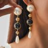 French Vintage Imitation Pearls Tassel Earrings for Women Ladies Geometric Circular Water Droplet Dangle Earrings Jewelry Gifts