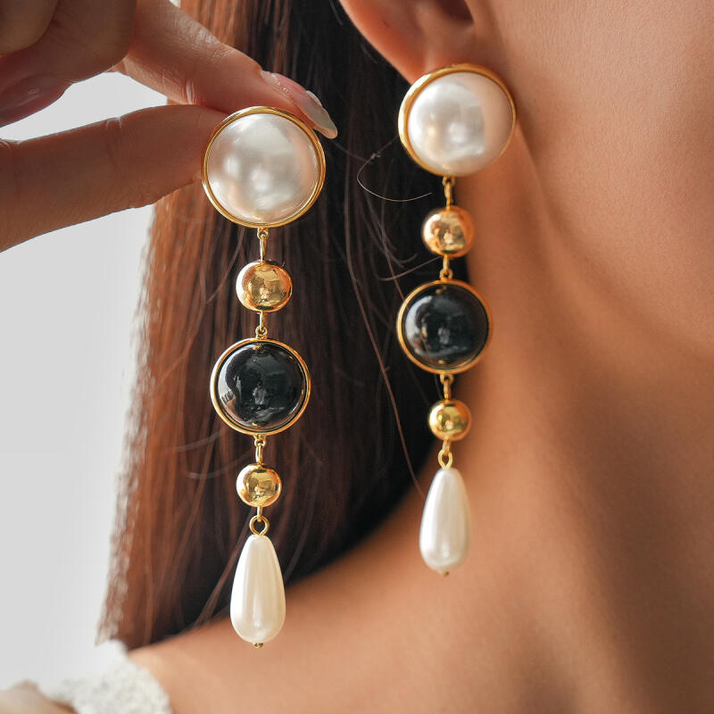 French Vintage Imitation Pearls Tassel Earrings for Women Ladies Geometric Circular Water Droplet Dangle Earrings Jewelry Gifts
