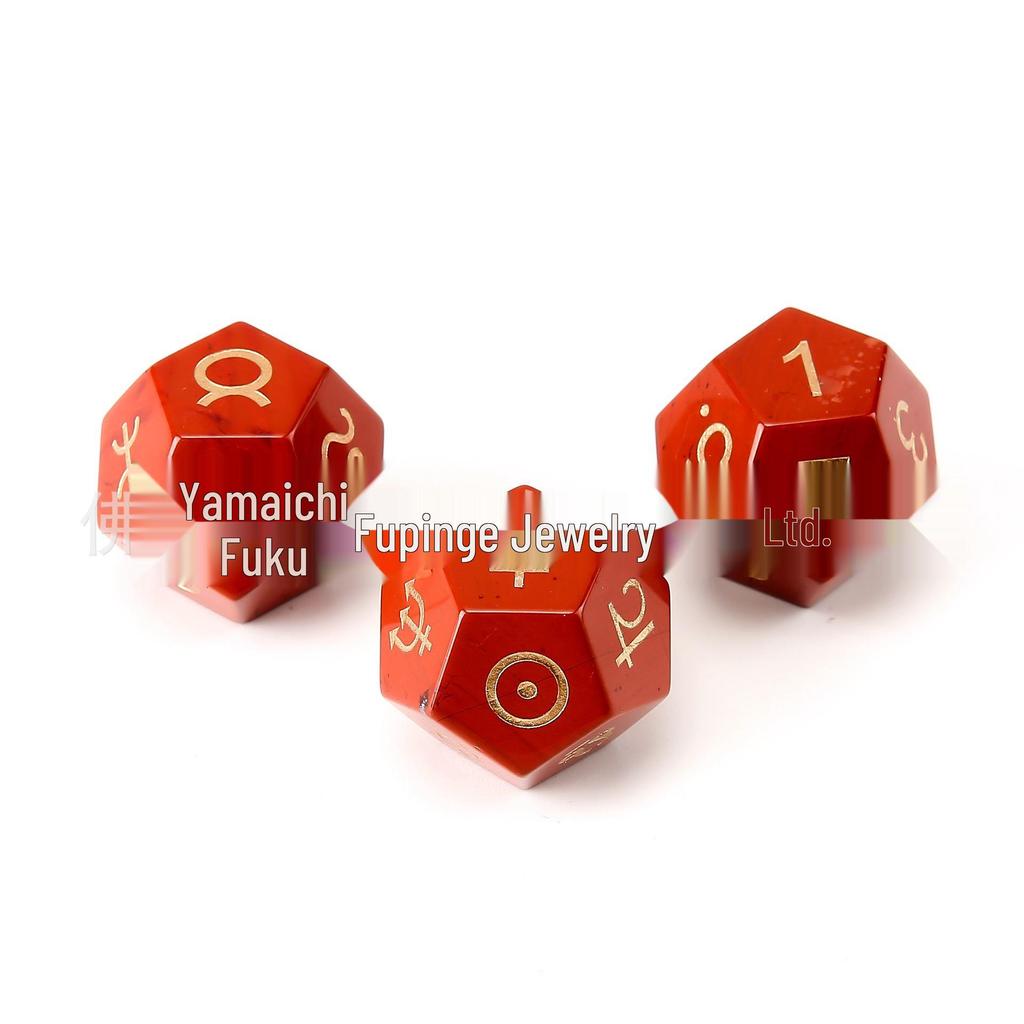 Transgraniczny zestaw kości D12 z naturalnego kryształu kwarcu Zodiak i Tarot