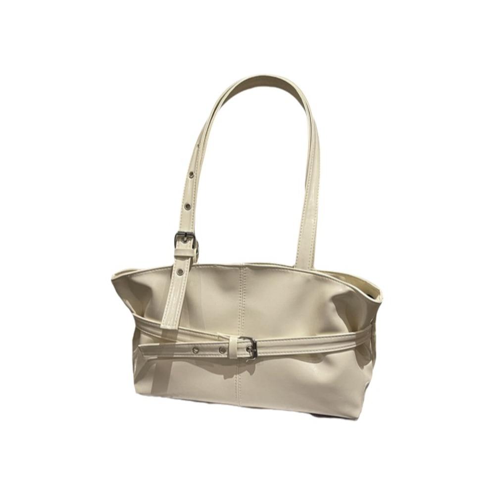 Korean Style Underarm Bag PU Leather Bowling Bag Fashion Retro Shoulder Bag  Women
