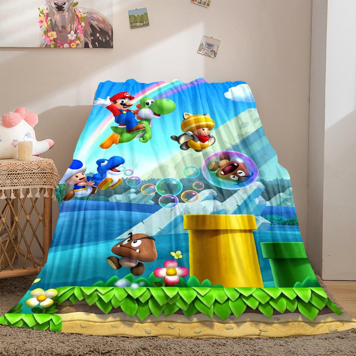 

Super Mario Soft Flannel Blanket Lightweight Cozy Microfiber Blanket for Couch Bed Machine Washable LXR96 75x90cm