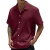 Men's Summer Solid Color Lapel Short-Sleeved Shirt Men's Casual Fashion Short-Sleeved Shirt