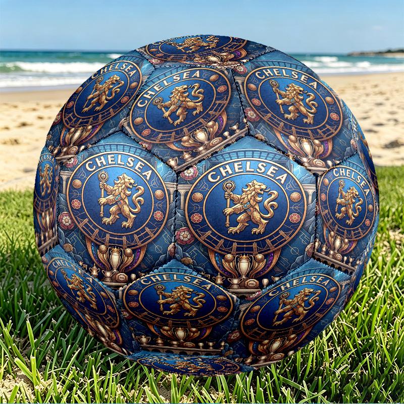 Chelsea Football Club Print Size 5 Soccer Ball, PU Wear Resistant Football for Match Training and Daily Practice, Birthday Gift for Soccer Fans