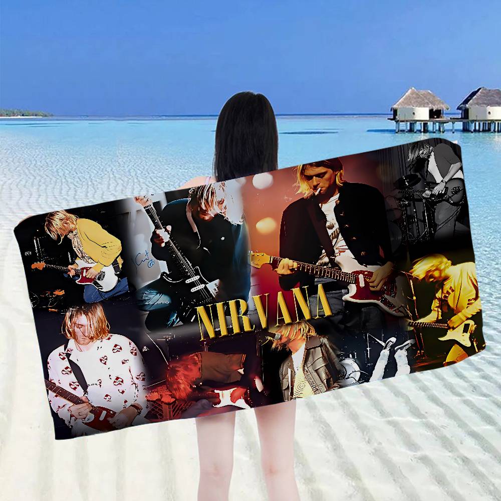 A-N-Nirvana-Rock Band Asciugamano da Bagno Microfibra Morbido Assorbente Traspirante Per Ragazza Bambini Decorativo Cartone Animato Asciugamano da Spiaggia