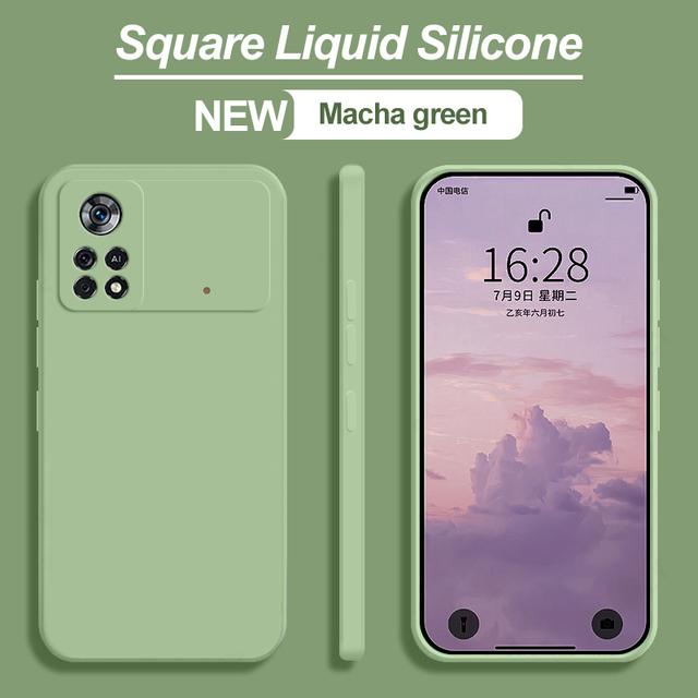 

Poco M4 M 4 Pro Pocom4 Pro Чохол квадратний рідкий силіконовий чохол для телефону Xiaomi Poco M4 Pro 4g 5g Poco M 4 Pro Pocom4 Pro Poco M4 Pro 4G м ята зелений колір
