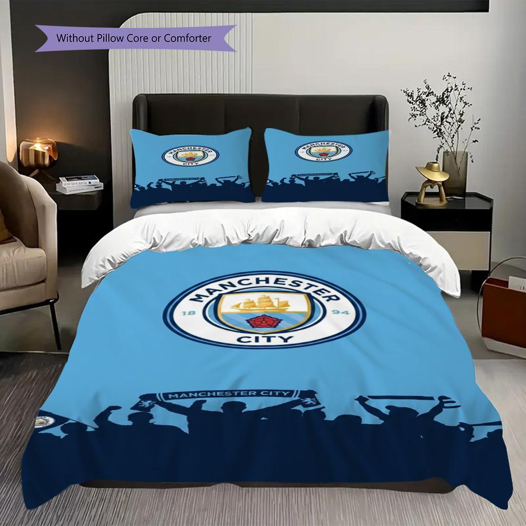 Manchester City Pride. Bedding (1 * duvet cover + 2 * pillowcase, without core) 2DFlat Duvet cover and pillowcase Christmas birthday gift
