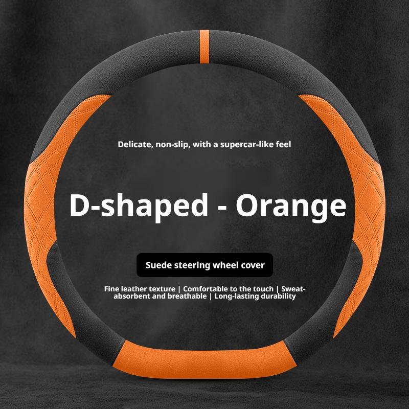 Luxury Suede Steering Wheel Cover Two Tone Sport Comfort Grip 37-38cm For VW Tiguan T-Roc Touareg ID.4 Polo Golf Car Accessories