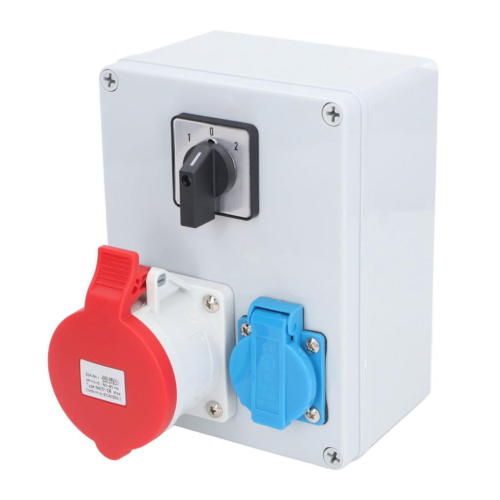 CEE Wall Socket Power Distributor Box 5P 32A 16A Main Switch IP44 Waterproof for Building