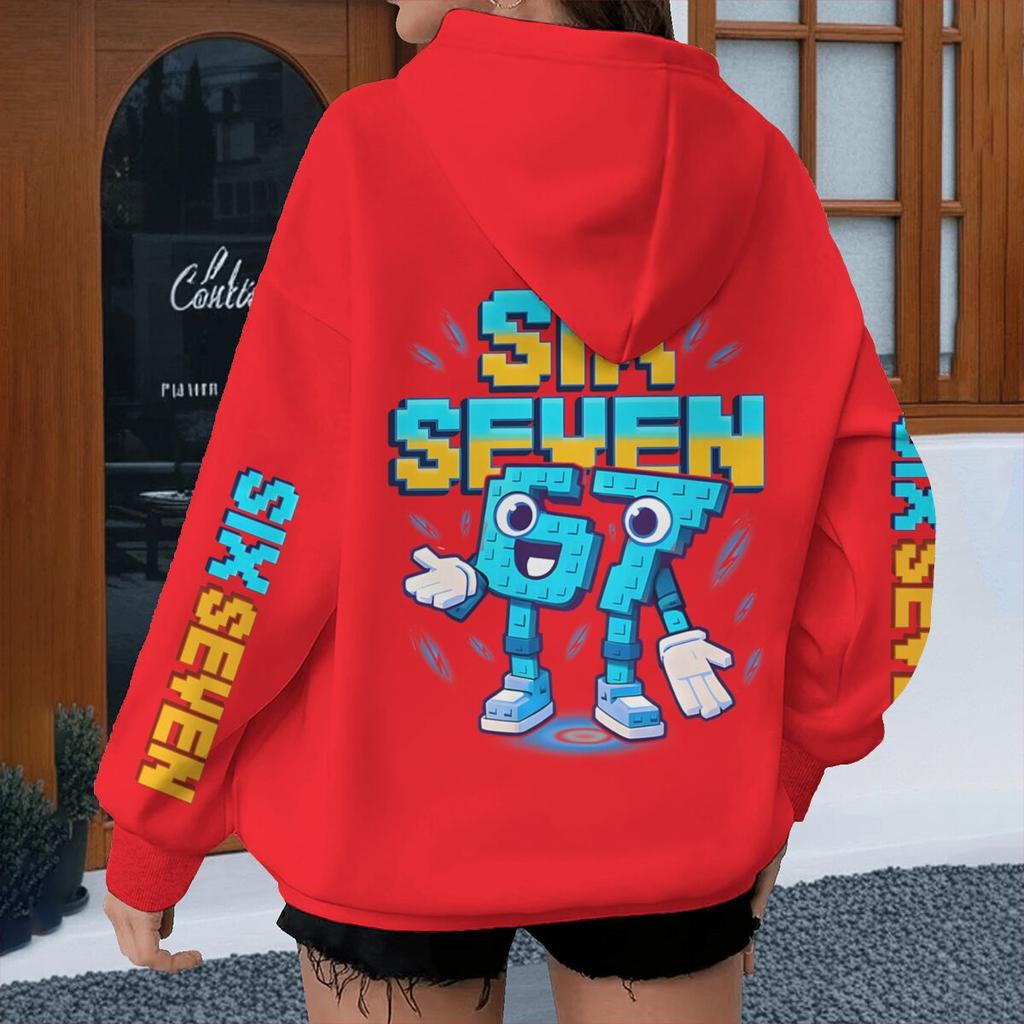 Y2K Six Seven Meme Gaming Kinder Kapuzenpullover Jungen Mädchen Langarm Kapuzenpullover Bedruckt mit Six Seven Lässige Streetwear Unisex Kleidung