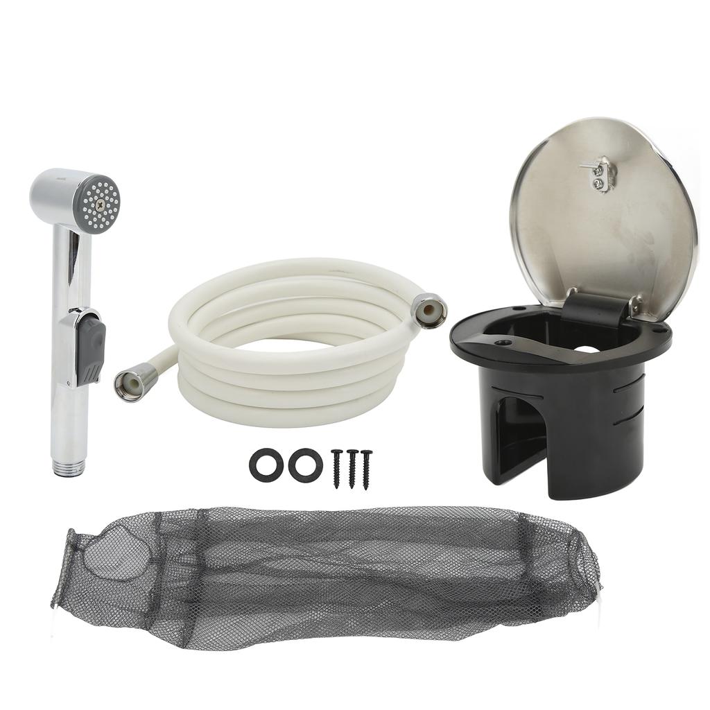 Transom Shower Kit 316 Stainless Steel High Polished 8ft Hose Retractable for RV Yachts