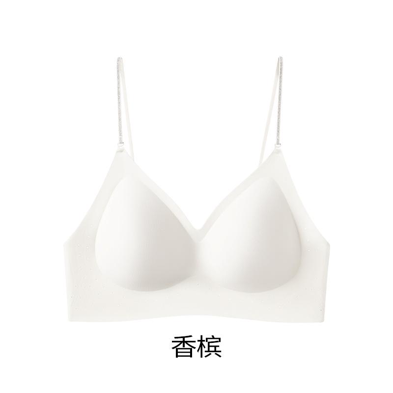 Breathable Seamless Beautiful Back Bra, Fixed Cup Push Up Anti-Sagging Side Support Wireless Back Closure Comfortable Lingerie