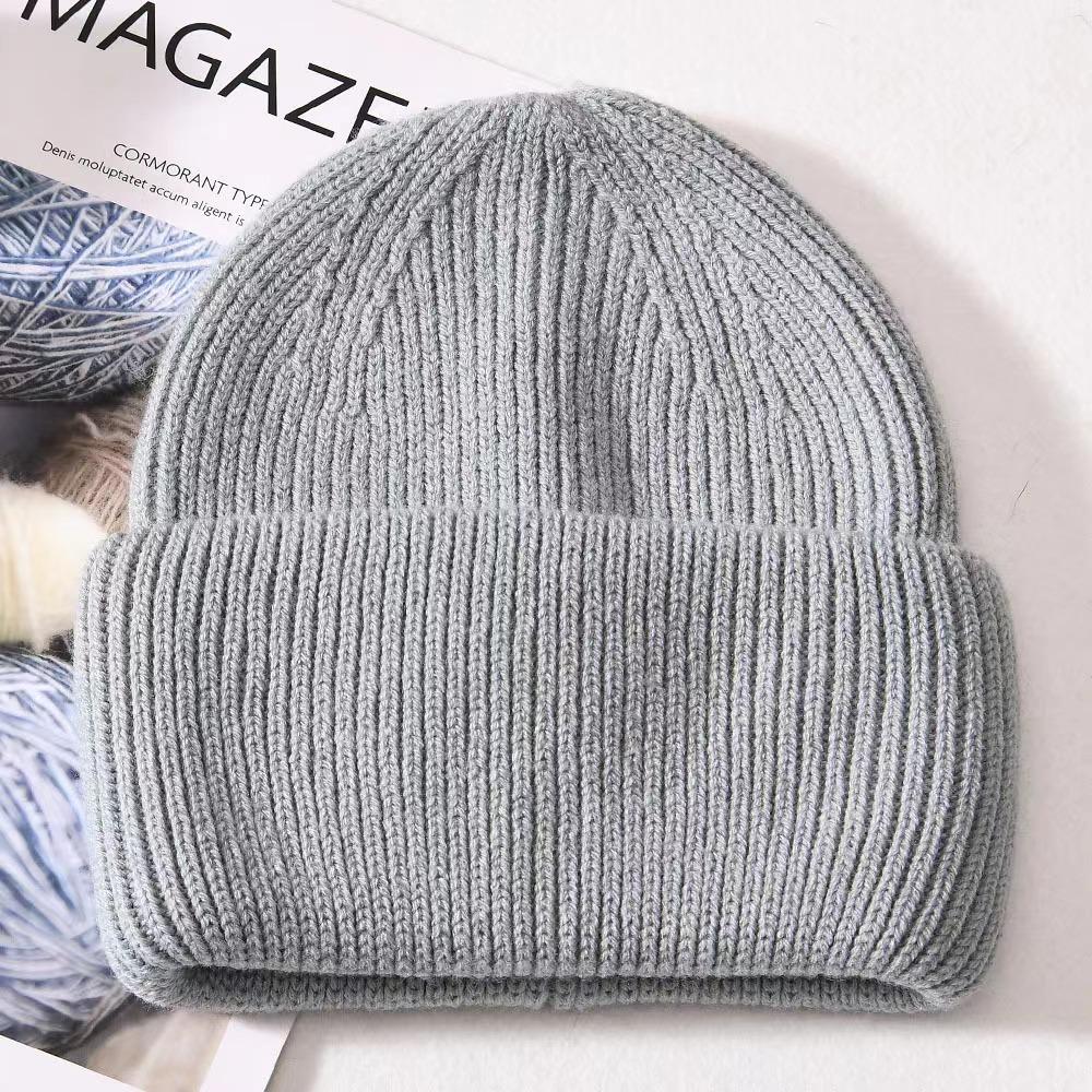 Unisex Luxury Fluffy Winter Wool Cashmere Knit Beanie Ribbed Striped Skully Hat Custom Logo for Men Women's Beach Wear