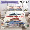 Paddington Bear Pattern Bedding Uilt Set Uilt Cover Pillowcase Home Decoration Birthday Gift (1 * Duvet Cover + 2 * Pillowcase  Without Core)