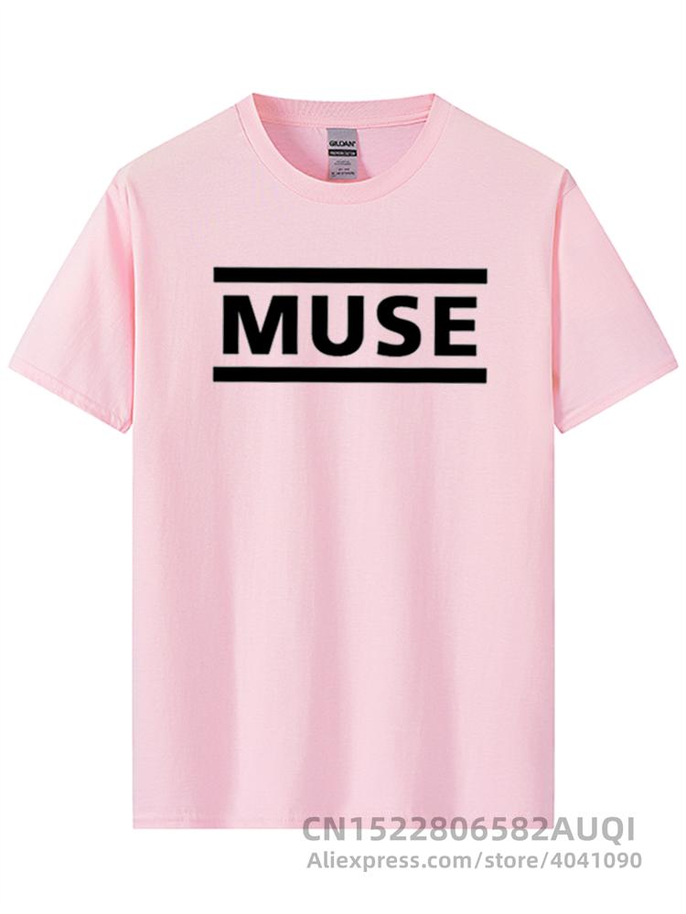 Herren Hochwertiges T-Shirt mit Buchstabenaufdruck Muse Rockband Kurzarm T-Shirt O-Ausschnitt Hip Hop Herren Tops