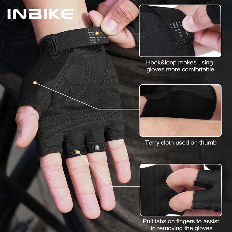 INBIKE Men's Cycling Gloves Half Finger Summer MTB Gloves Shock-absorption Mountain Bike Gym Sports Gloves Cycling Accessories