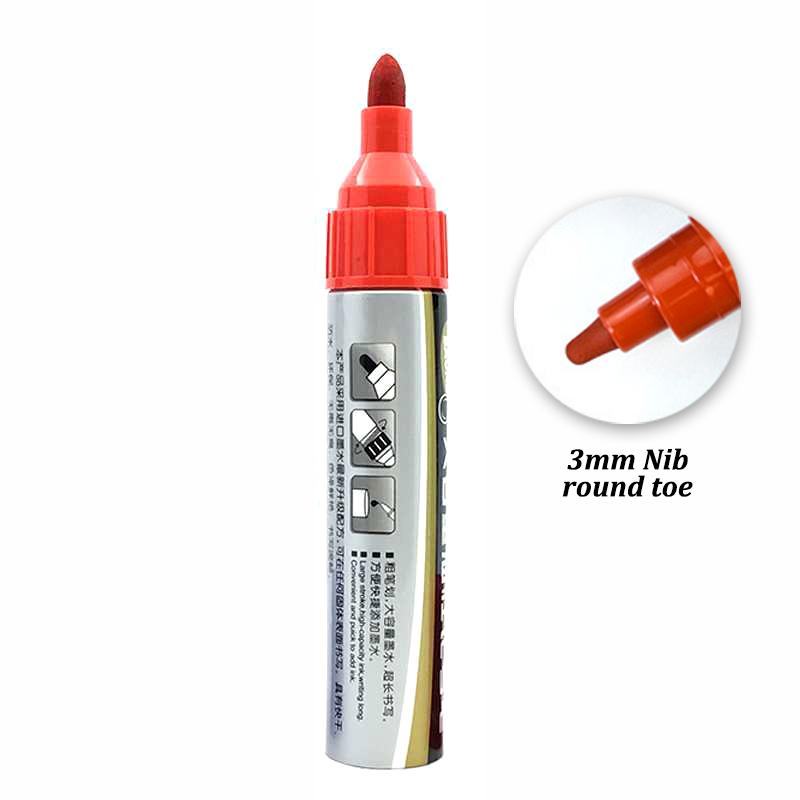 3color Large-Capacity Marker,Oblique And Round Toe,Oil-Based Big-Ended Marker Pen,Refillable Waterproof,Non-Erasable