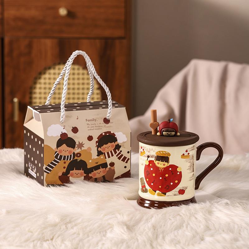 Parent Child Time Retro Ceramic Mug Event Gift Set High-value Water Cup Coffee Cup Souvenir