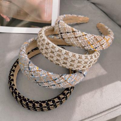 Accesorios para el cabello Diadema de tela a cuadros Diadema Pinza para el cabello Esponja Pinza para el cabello plana