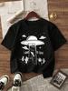 Unisex's Slogan Spaceship Print Round Neck Loose Short Sleeve Casual T-Shirt
