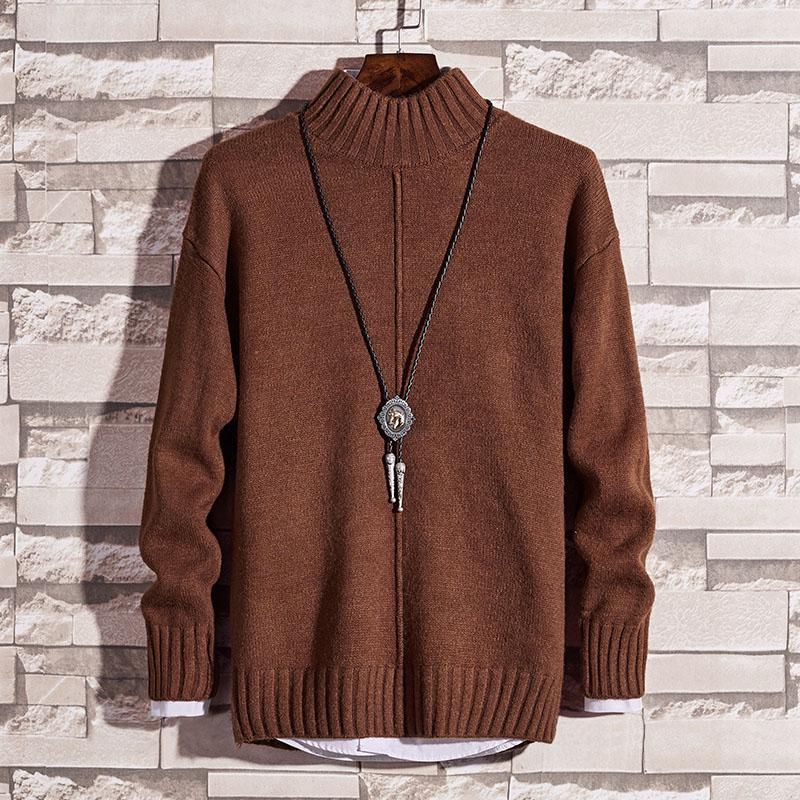 Roupas Tricot Masculino Cor Sólida Gola Alta Suéter de Gola Alta Suéter Masculino para Usar por Baixo