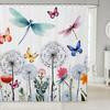 Dragonfly Summer Shower Curtain Butterfly Flower Lotus Dandelion Floral Nature Bathroom Decor Polyester Bath Curtain With Hook