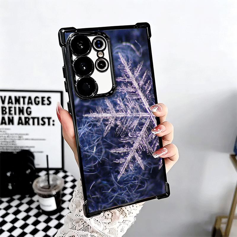 Snow Snowflake Winter Cold Plating Phone Case For Samsung Galaxy S24 S25 FE S26 Edge S23 Ultra S22 S21 Plus S20 Anti-Fall Airaba