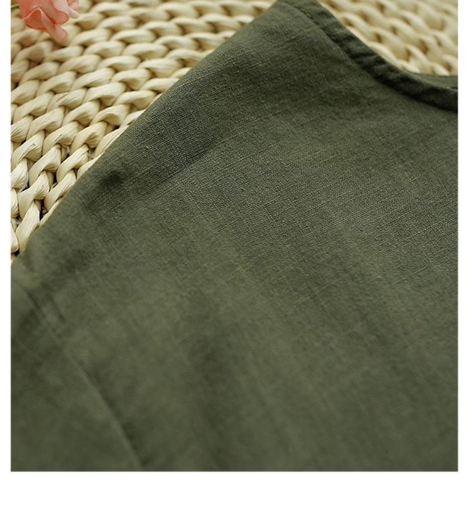 Women's Retro Embroidered Cotton-Linen Short Sleeve Top