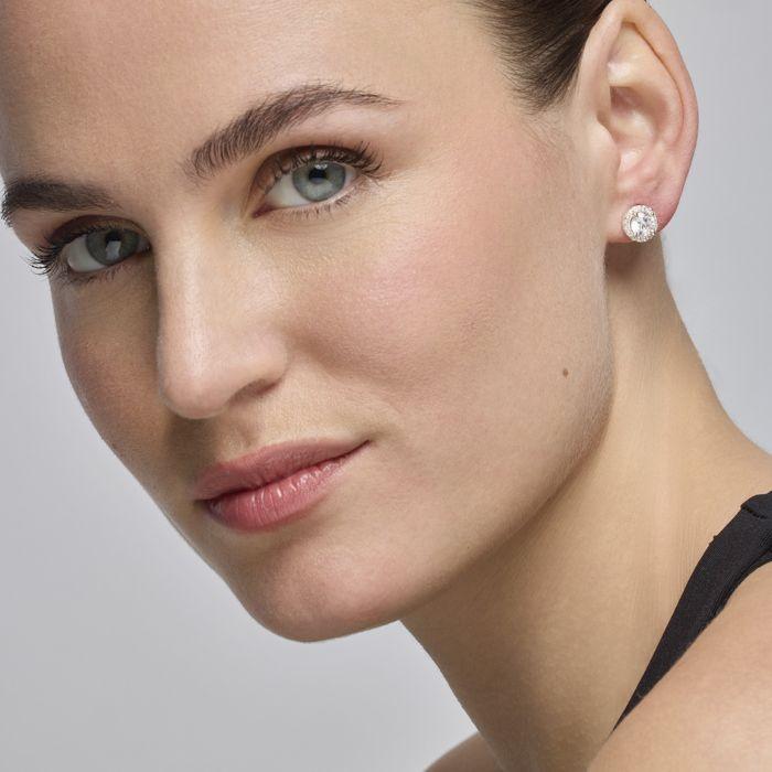 Luxenter Earrings with Shiny Zirconia Silver Finish - 9mm - Shog