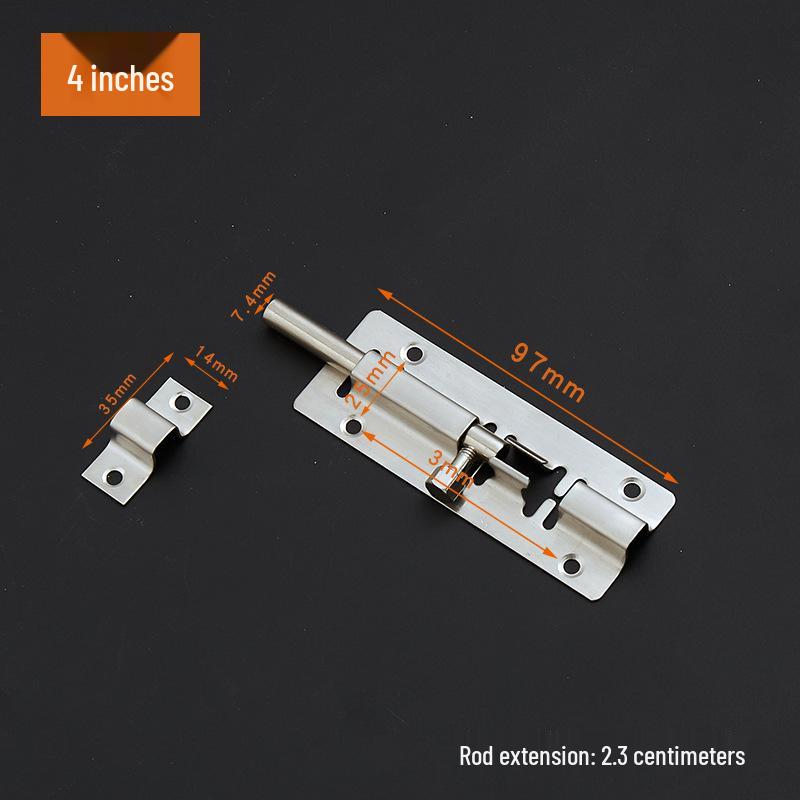Stainless Steel Surface-Mounted Door Bolt - Anti-theft, Available in 3, 4, 5, 6, 8 inches - For Doors & Windows