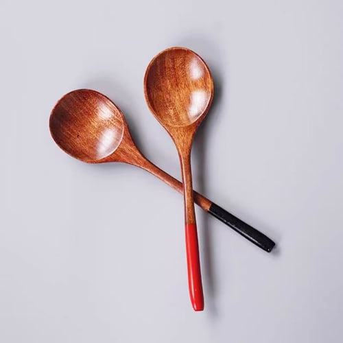 KXLCGYK Wooden Spoons, Set of 2, 16.5cm Long, Lightweight, Soup Spoon, Curry Spoon, Risotto Spoon, Dinner Spoon, Lacquered
