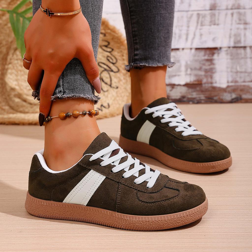Women Sneakers Classic Spliced German Trainer Shoes Flat Sneakers Spring Autumn New Casual Lace-Up Sporty Shoes For Women