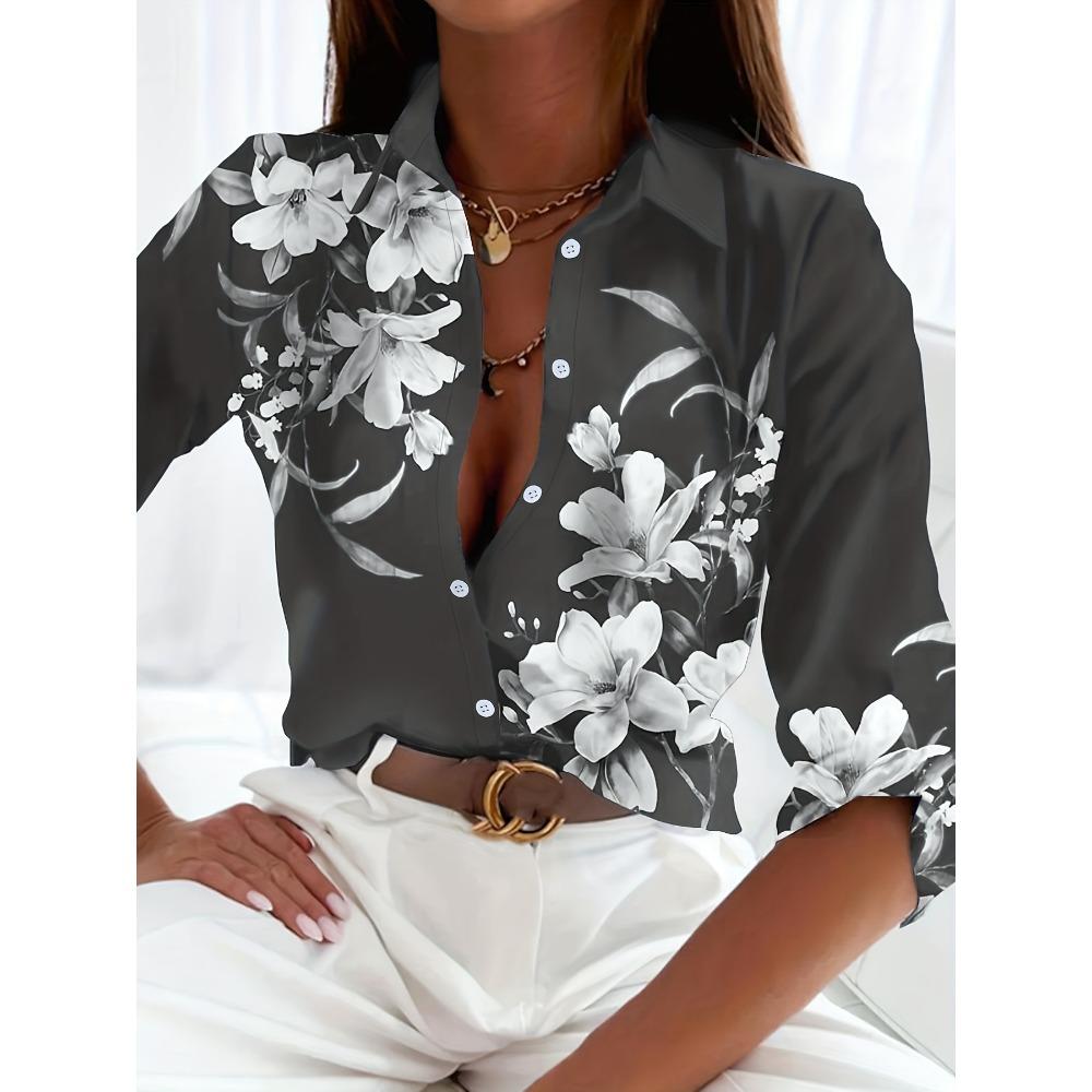 Peacock Print Casual Loose Women's Shirt 2023 Autumn Vintage Women's Oversized Shirts and Blouses Fashion Elegant Women's Tops