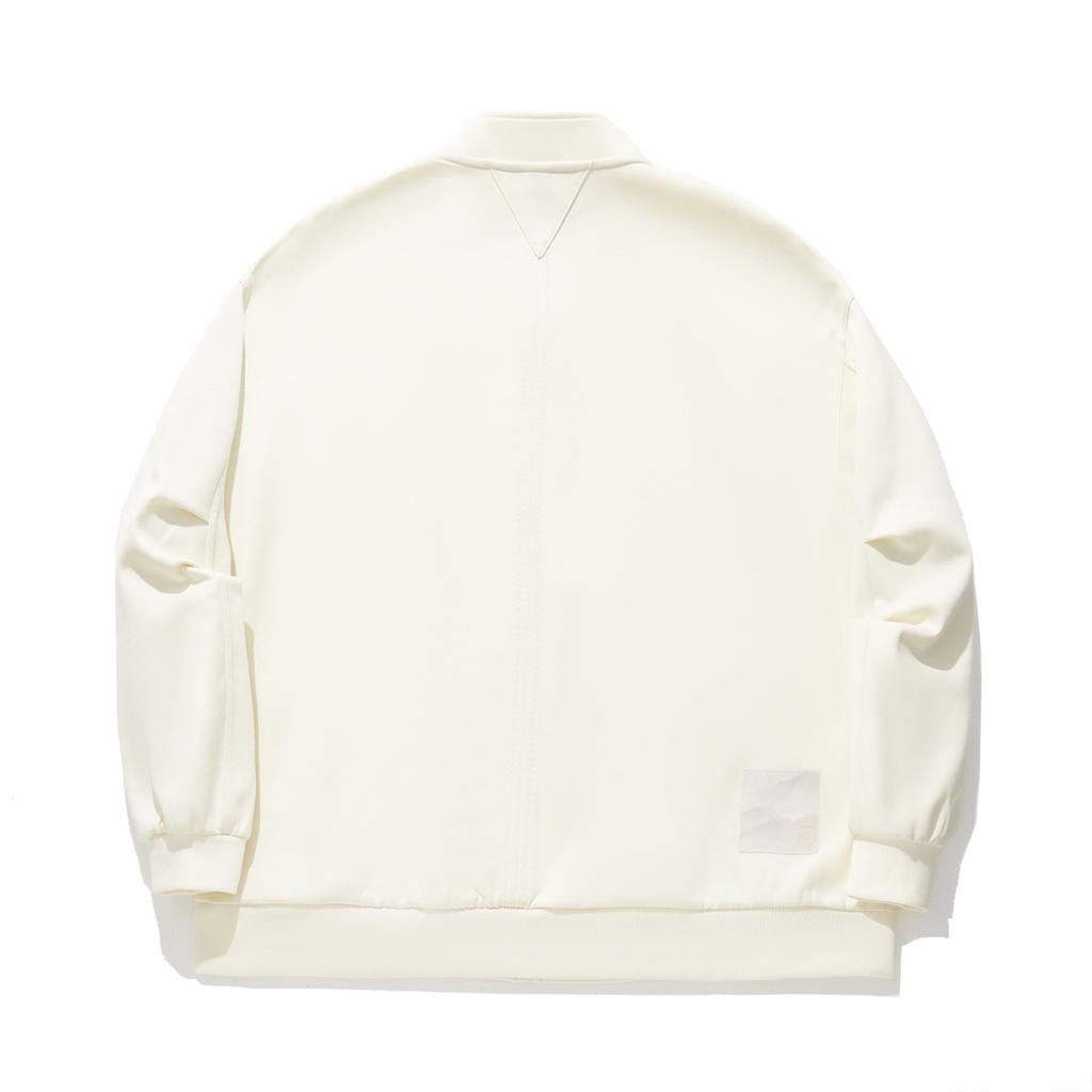 Li Ning X Jackie Chan Collaboration Kung Fu Series Loose Solid Color Stand Collar Zipper Cardigan Long Sleeve Jacket Men Jacket Paper-White AFDU243-2