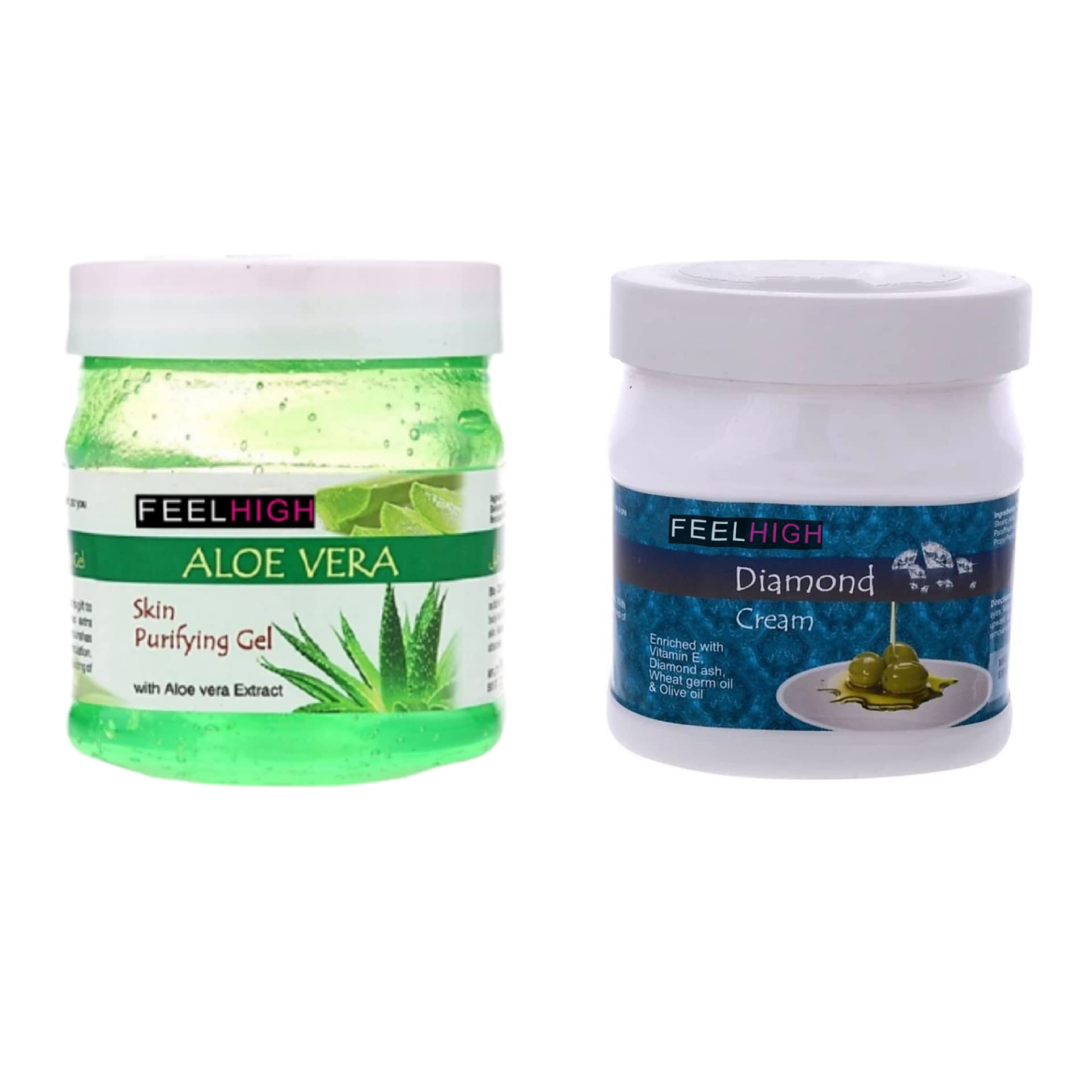 Feelhigh Aloe Vera Gel 500gm And Moisuturizing Cream 500ml -Skin Care product -Facial Product (AloeveraGelAndDiamondcream)