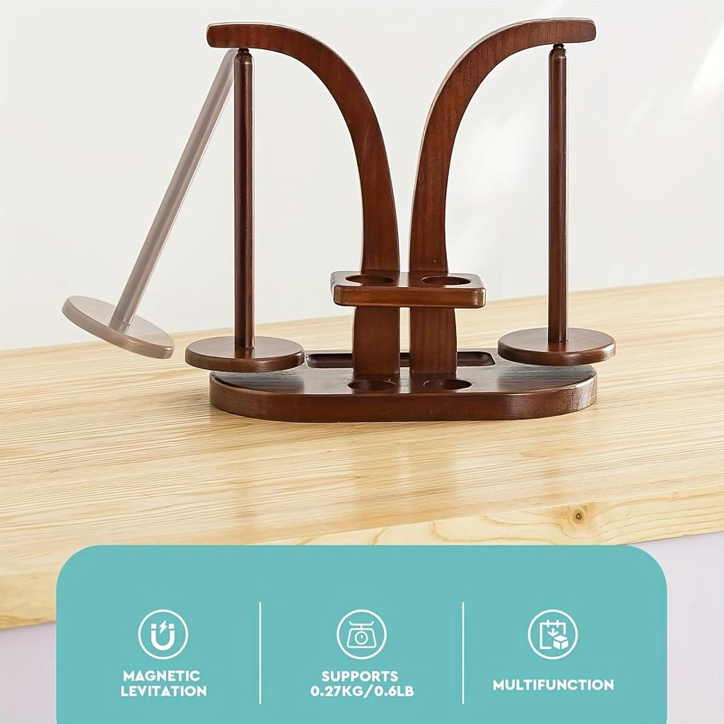 Wooden Yarn Holder & Spool Ball Spinner with Storage Rack for Knitting Crochet Tools for Knitters Crocheters Crafters