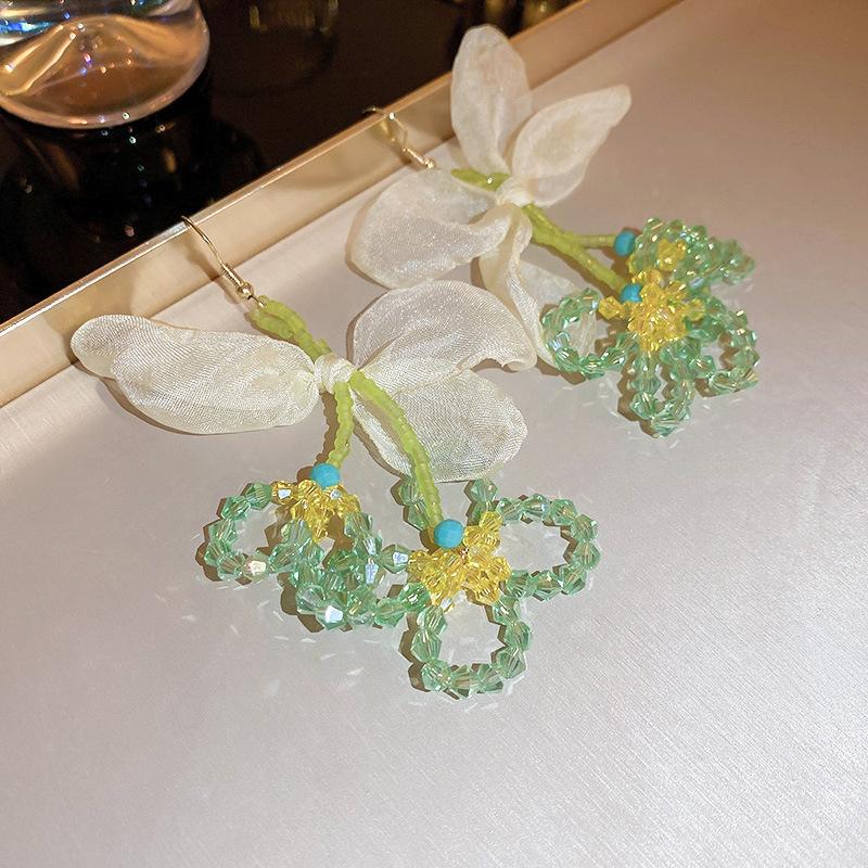 Mesh Flower Earrings Retro Small Fresh Personalized Versatile Stud Earrings Trendy New Design Earrings