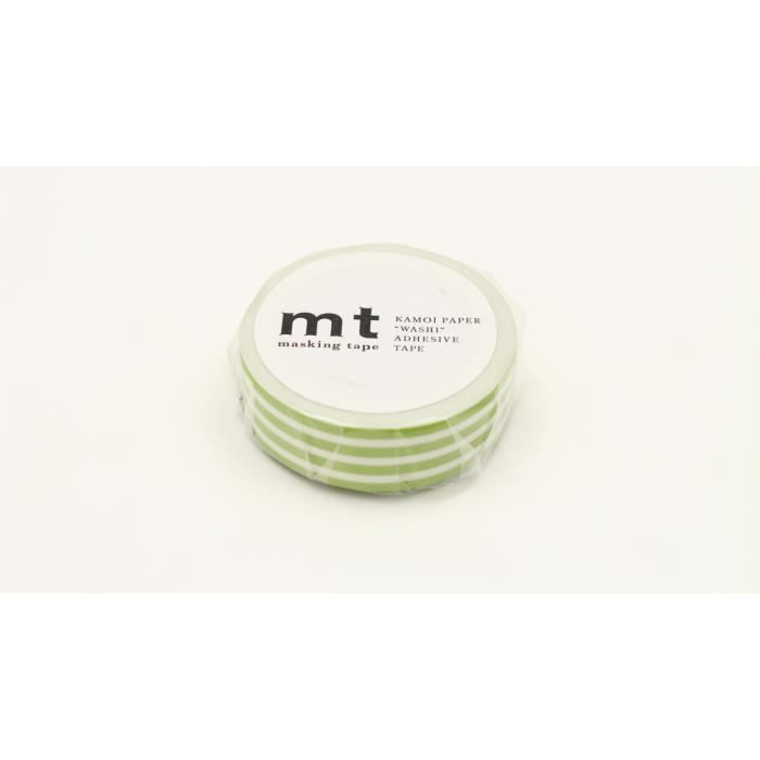 Ruban adhésif décoratif - MASKING TAPE - Lignes kiwi - Vert - Adulte - Mixte