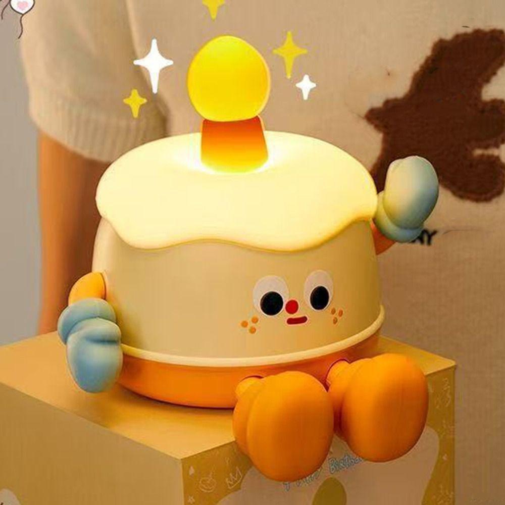Cartoon LED Night Lamp Soft Silicone Table Lamp Birthday Cake Light  Bedside Lighting