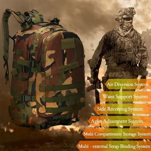 Unisex Outdoor Military Rucksacks Tactical Backpack Army Molle Waterproof Bags Sports Travel Camping Trekking Hiking Fishing Camouflage 3D Bags